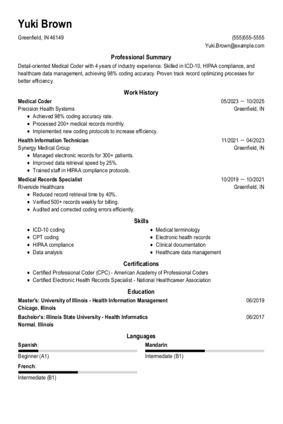 Medical Coding and Billing Resume: Examples, Templates & Tips Medical Coding and Billing Resume: Examples, Templates & Tips