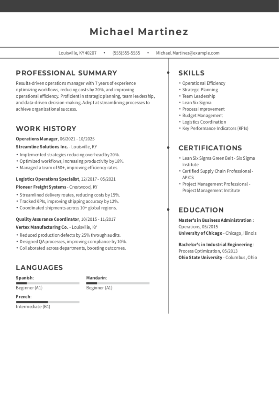 Operations Manager Resume: Examples & Templates Operations Manager Resume: Examples & Templates