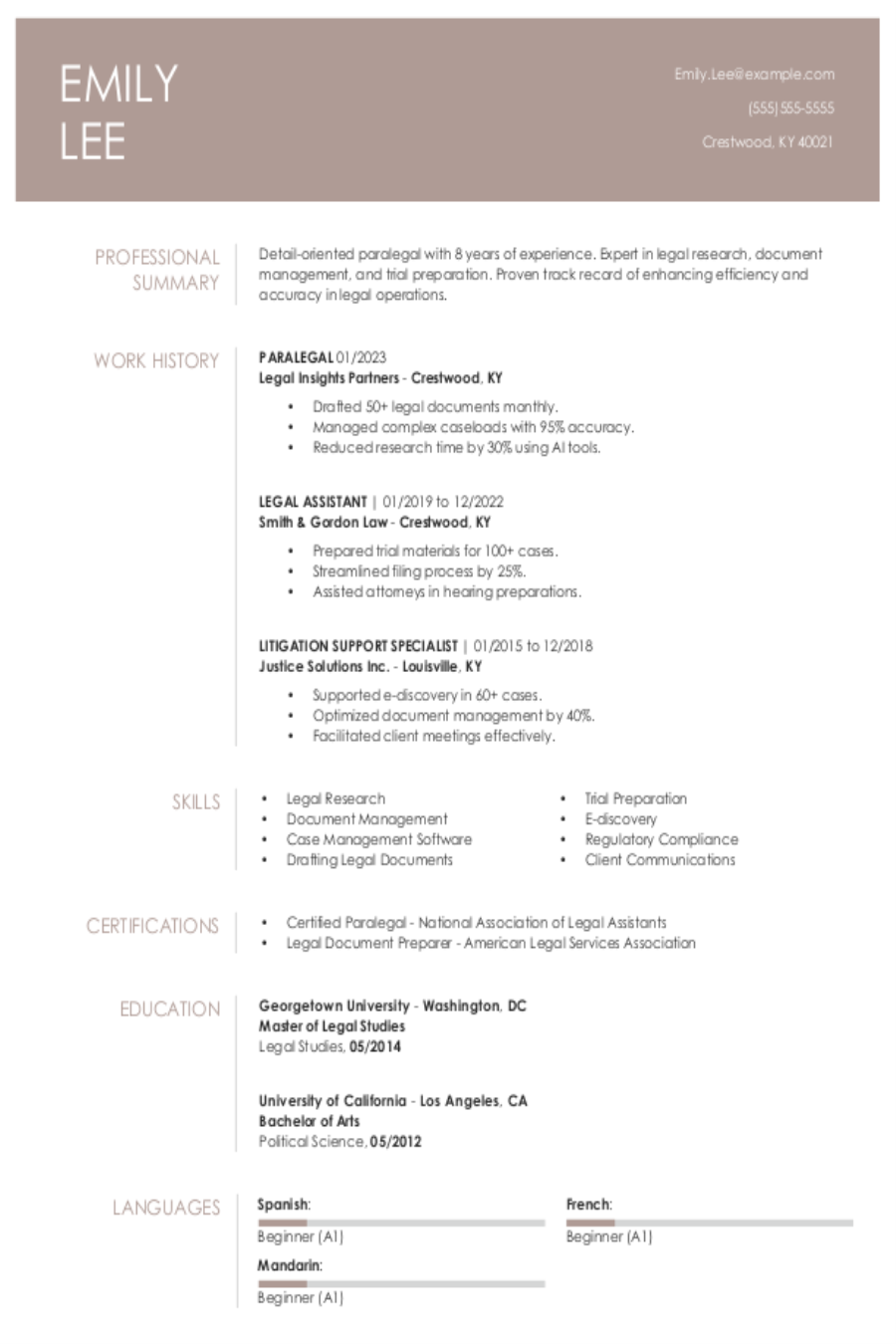 Paralegal Resume: Examples & Templates Paralegal Resume: Examples & Templates