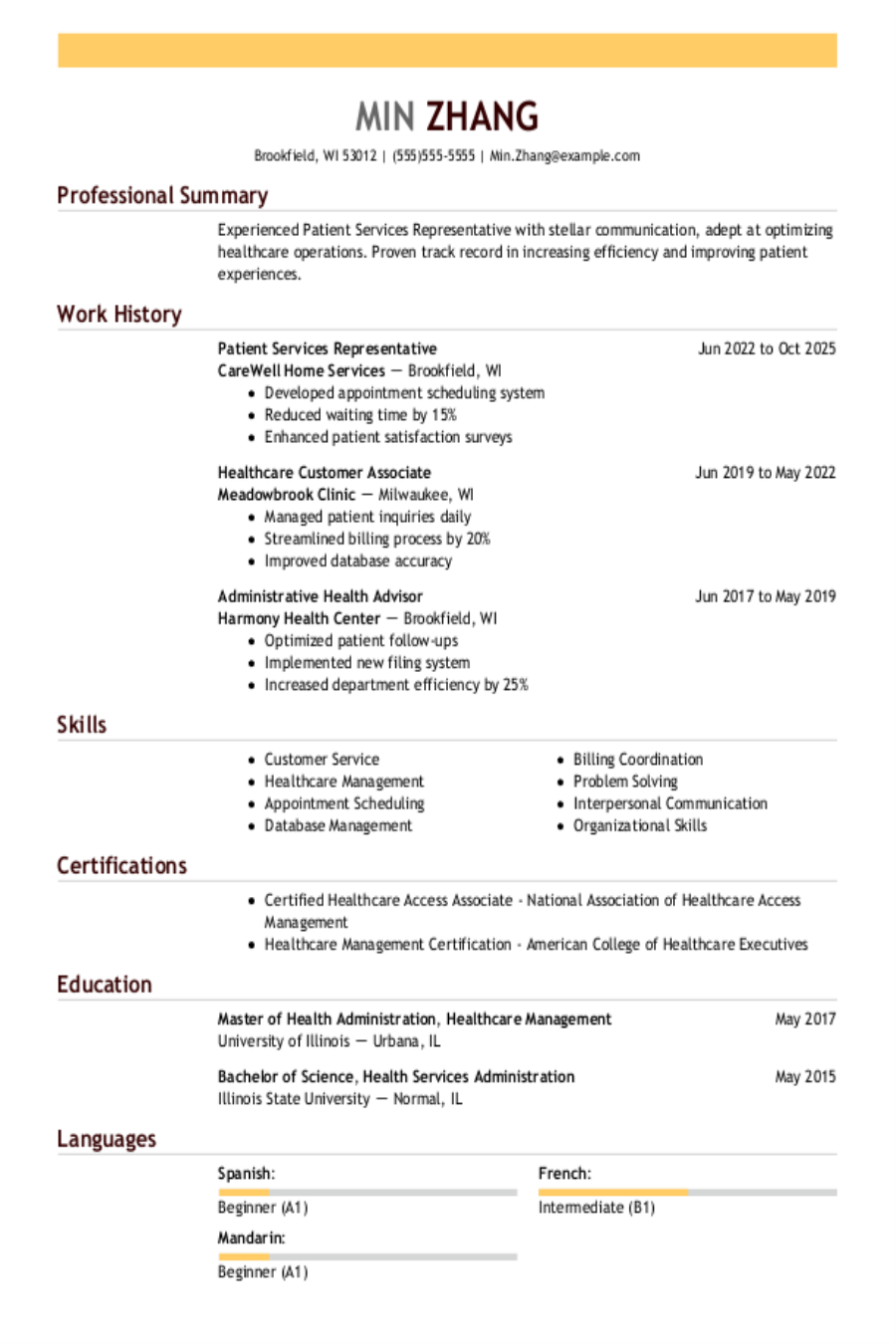 Patient Service Representative Resume: Examples, Templates & Tips for 2025