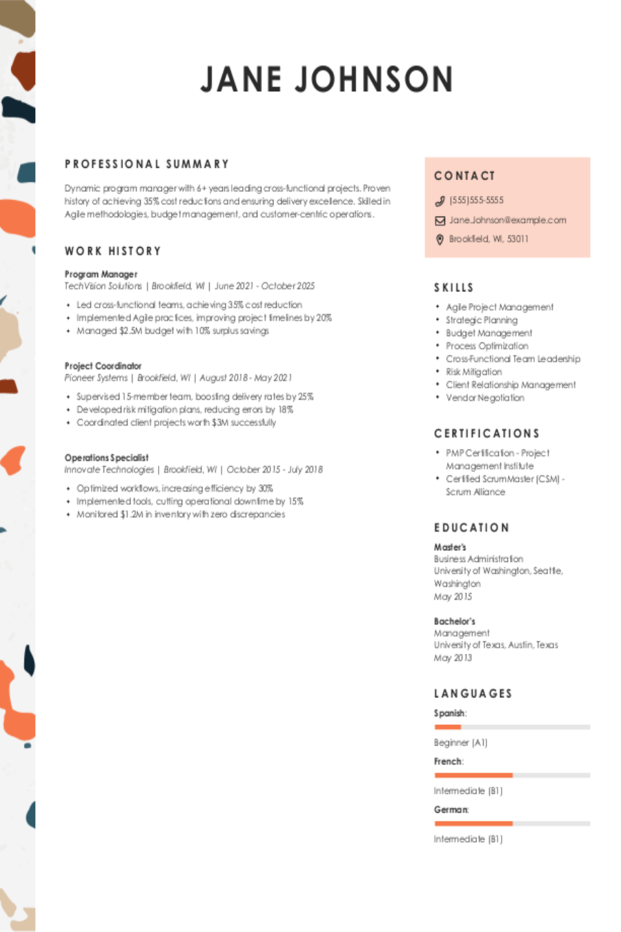 Program manager resume examples