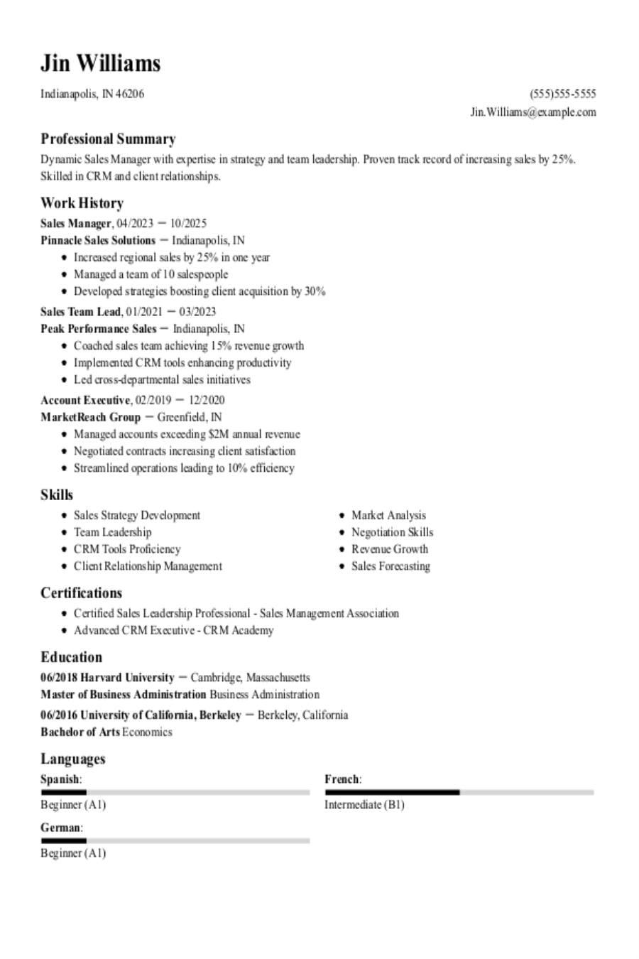 Sales Manager Resume: Examples, Templates and Tips Sales Manager Resume: Examples, Templates and Tips
