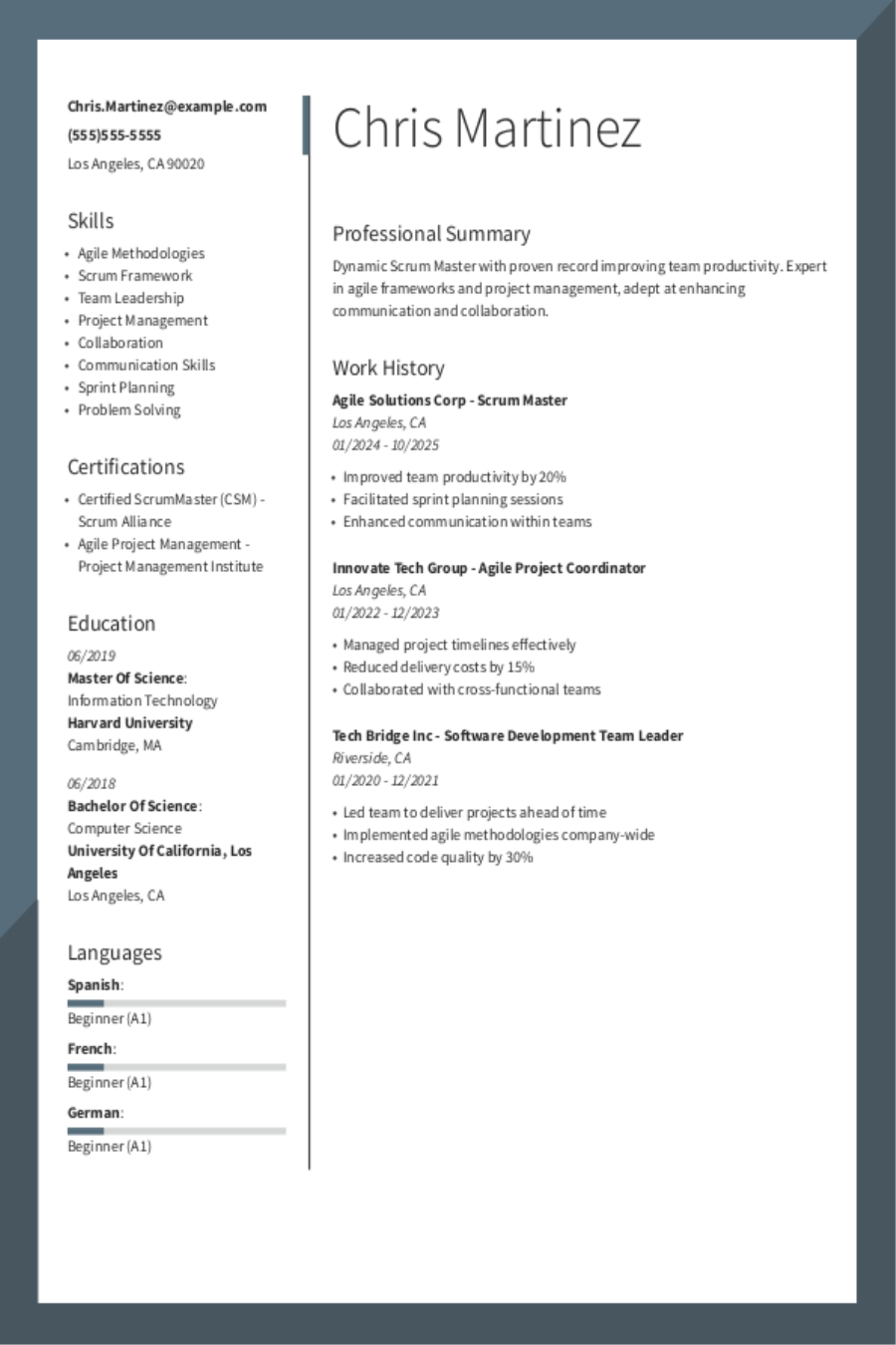 Scrum master Resume: Examples, Templates and Tips