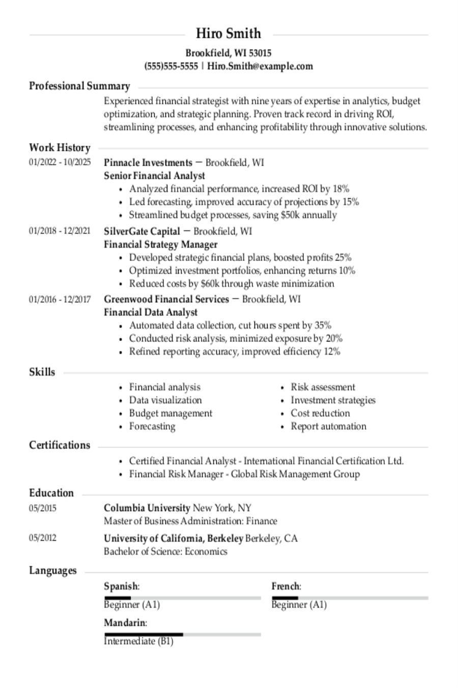 Senior Financial Analyst Resume: Examples, Templates & Tips