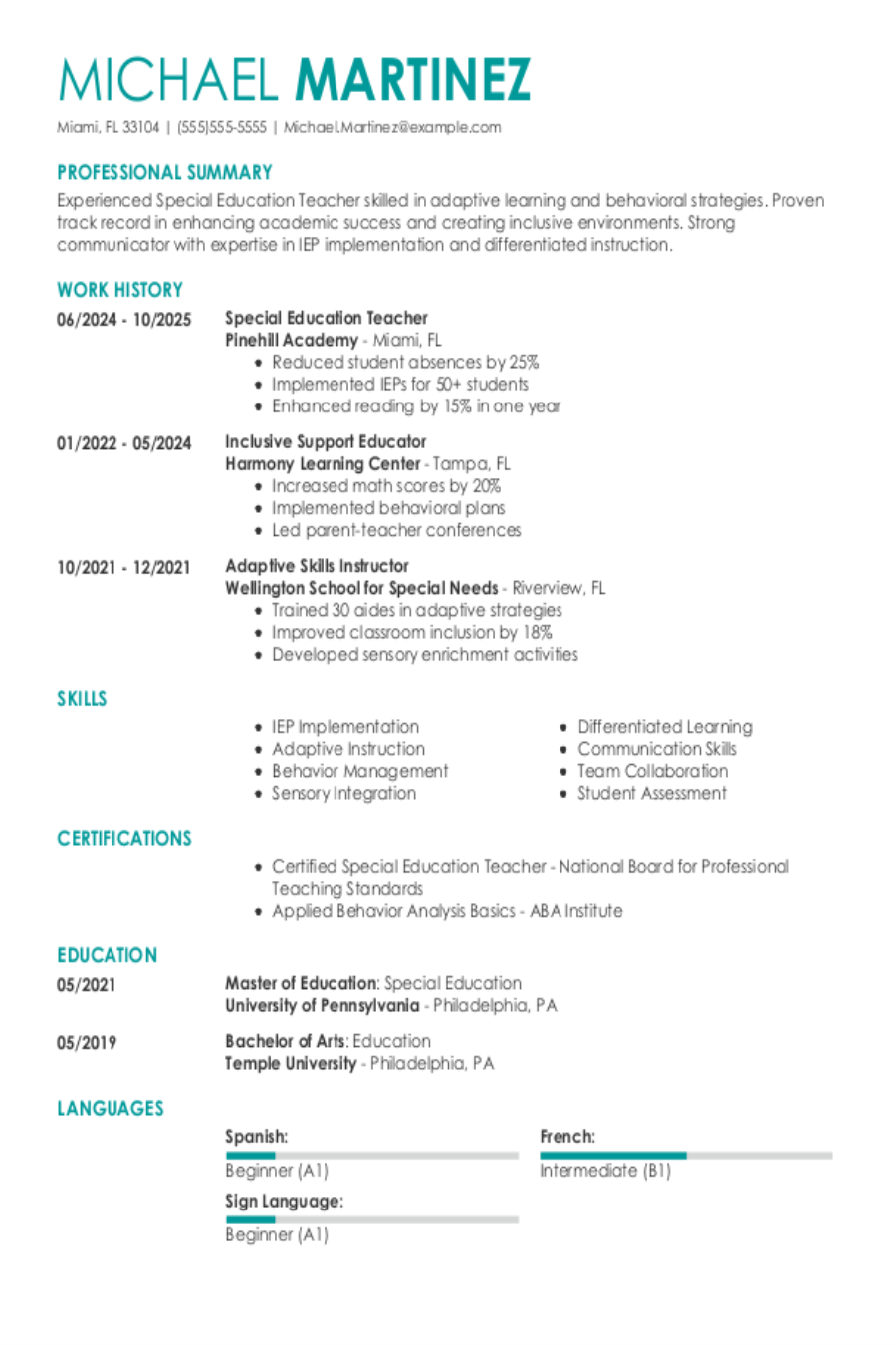 Special Education Teacher Resume: Examples, Templates & Tips for 2025 Special Education Teacher Resume: Examples, Templates & Tips for 2025