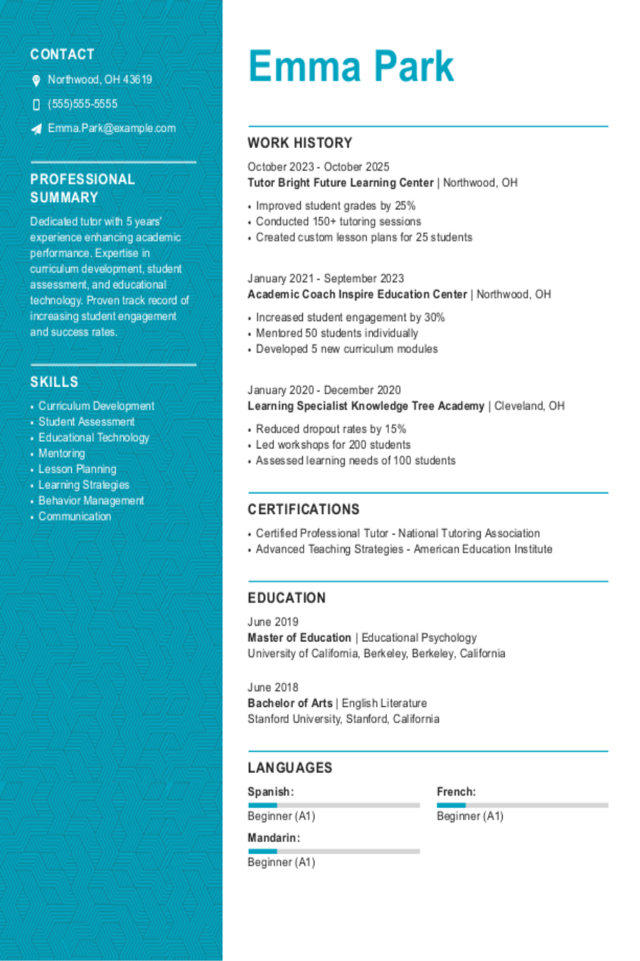 Tutor Resume: Examples, Templates and Tips Tutor Resume: Examples, Templates and Tips