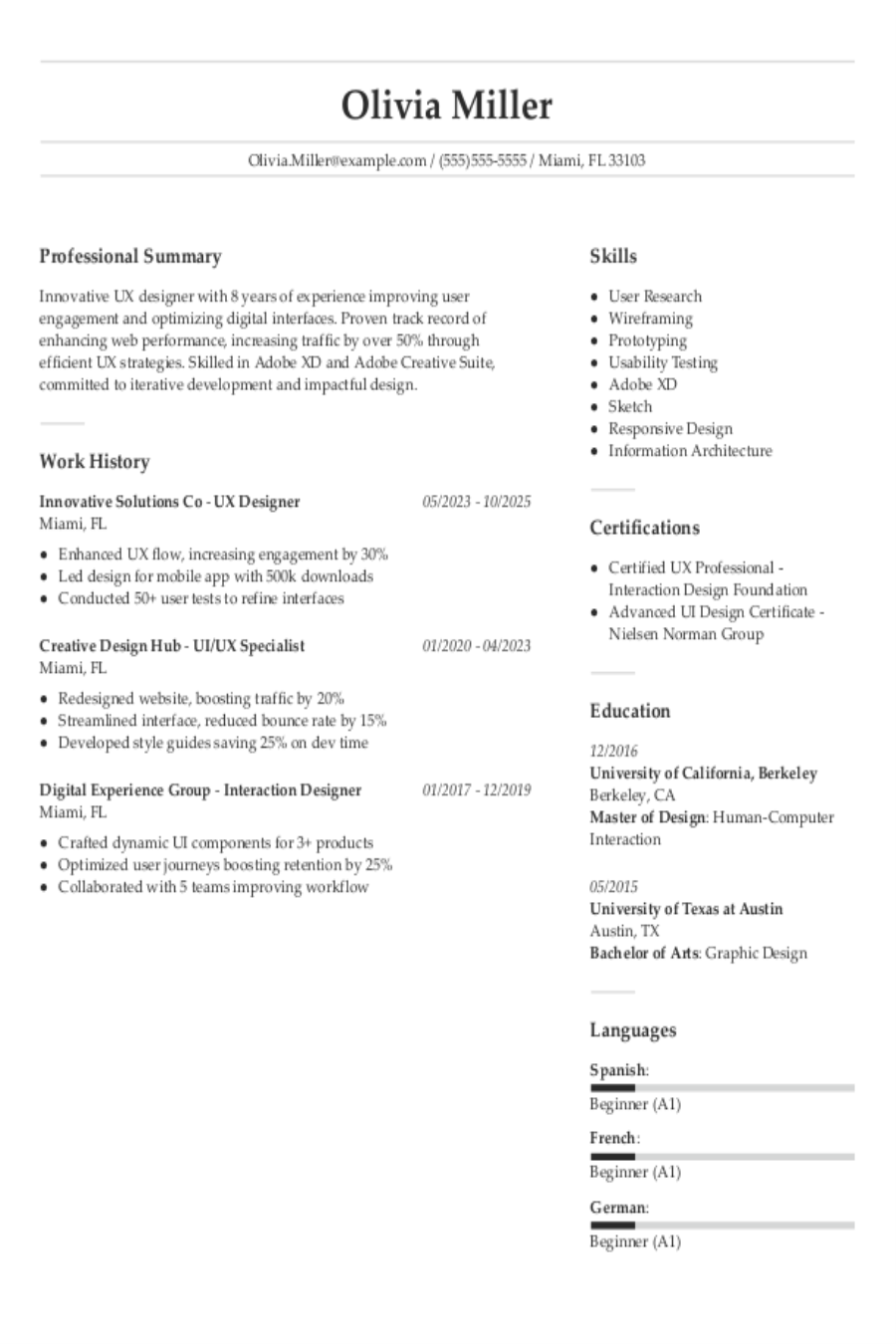 UX Designer Resume: Examples, Templates and Tips UX Designer Resume: Examples, Templates and Tips