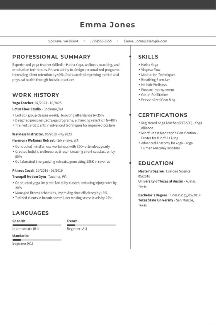 Yoga Teacher Resume: Examples, Template & Tips