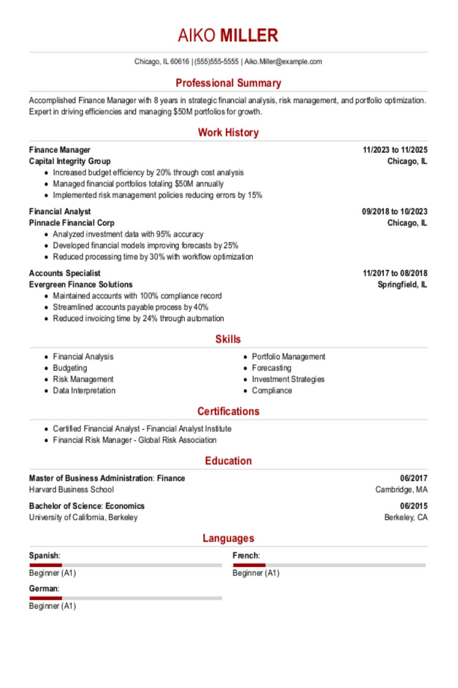 Finance Resume: Examples & Templates Finance Resume: Examples & Templates