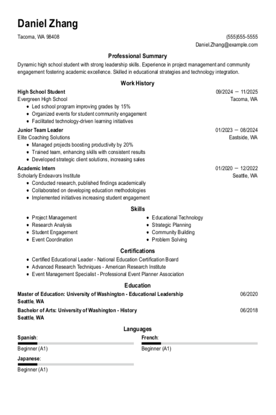 Student Resume: 2025 Examples & Templates Student Resume: 2025 Examples & Templates