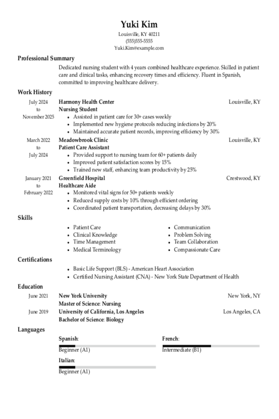 Nursing Student Resume: Examples, Templates & Tips for 2025 Nursing Student Resume: Examples, Templates & Tips for 2025