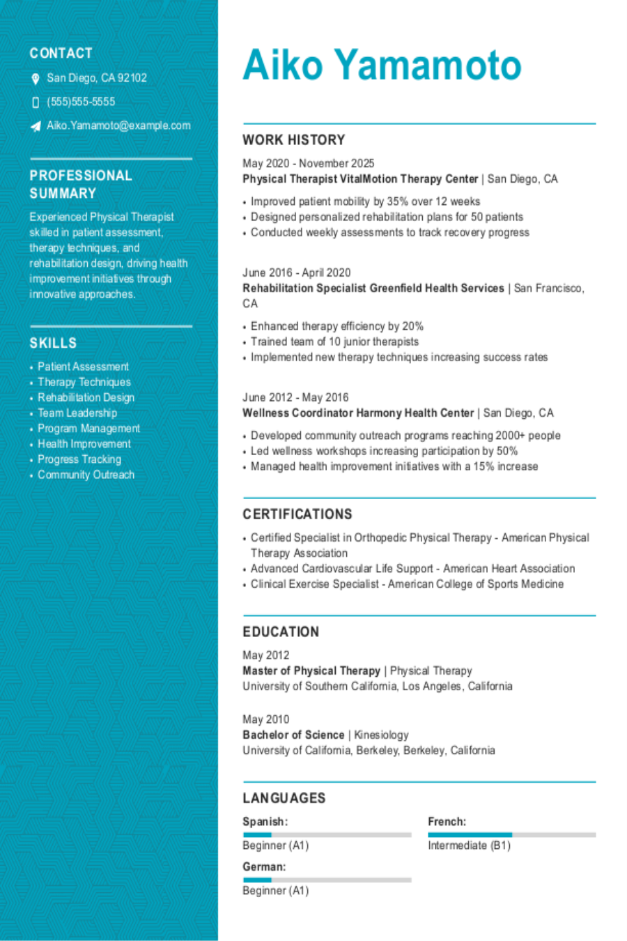 Physical Therapy Resume: Examples, Templates and Tips 