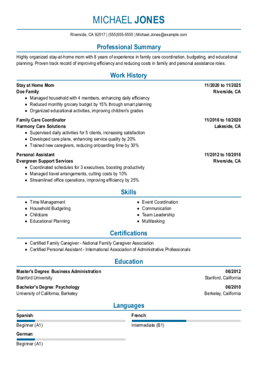 Stay At Home Mom Resume: Examples, Templates and Tips Stay At Home Mom Resume: Examples, Templates and Tips