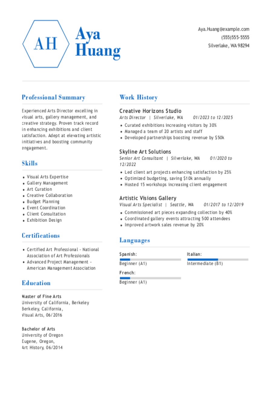 Arts Resume: Examples & Templates Arts Resume: Examples & Templates