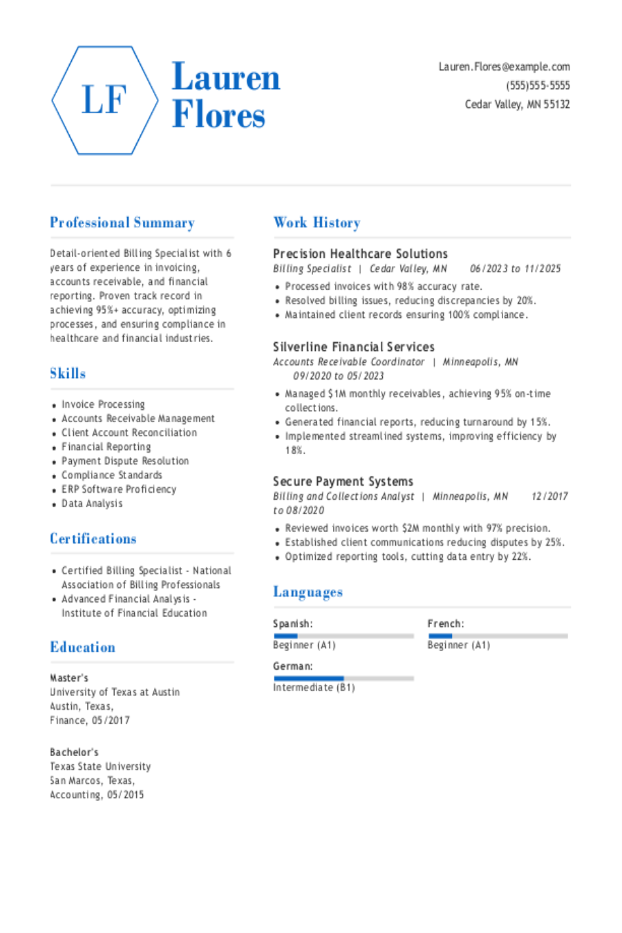 Billing Resume: Examples & Templates Billing Resume: Examples & Templates