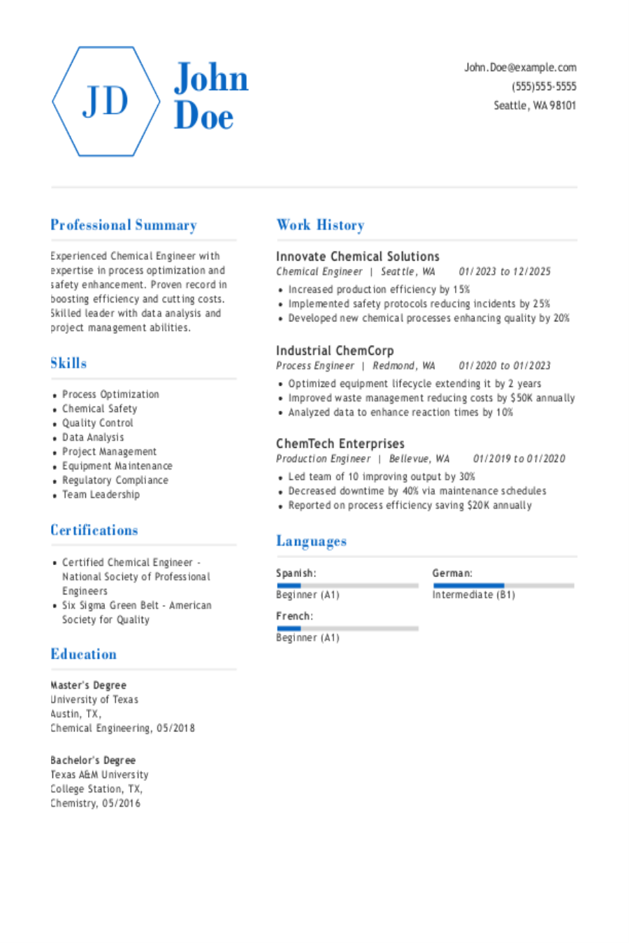 Chemical Engineering Resume: Examples & Templates Chemical Engineering Resume: Examples & Templates