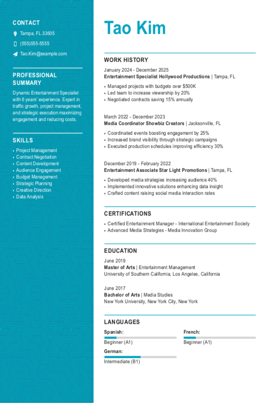 Interview-Winning Entertainment Resumes Examples and Tips Interview-Winning Entertainment Resumes Examples and Tips