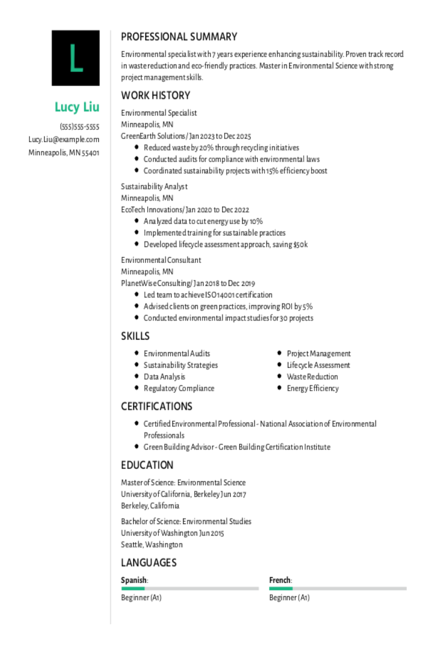 Environmental Resume: Examples & Templates Environmental Resume: Examples & Templates