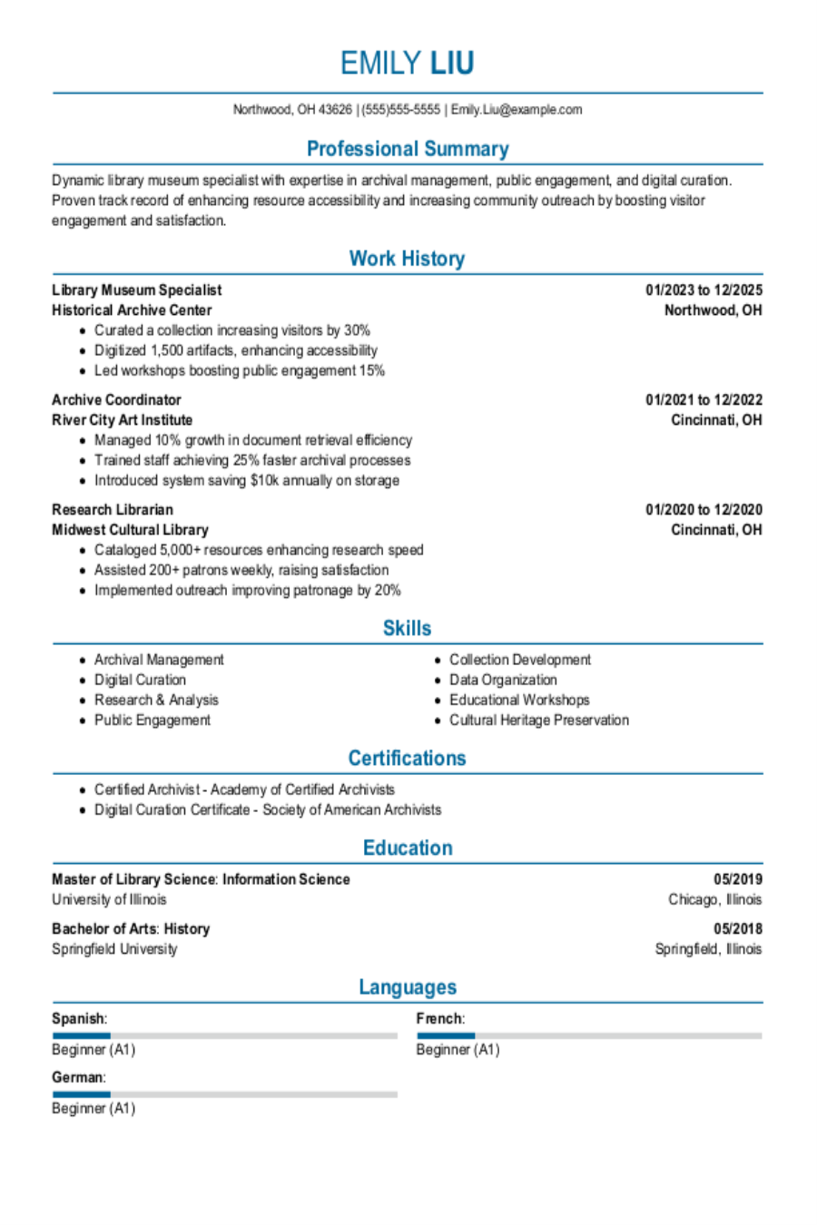Library Museum Resume: Examples & Templates Library Museum Resume: Examples & Templates