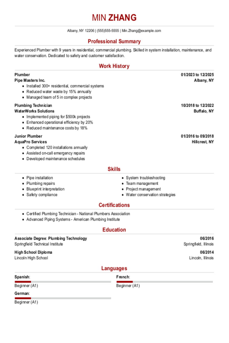 Plumbing Resume: Examples & Templates Plumbing Resume: Examples & Templates
