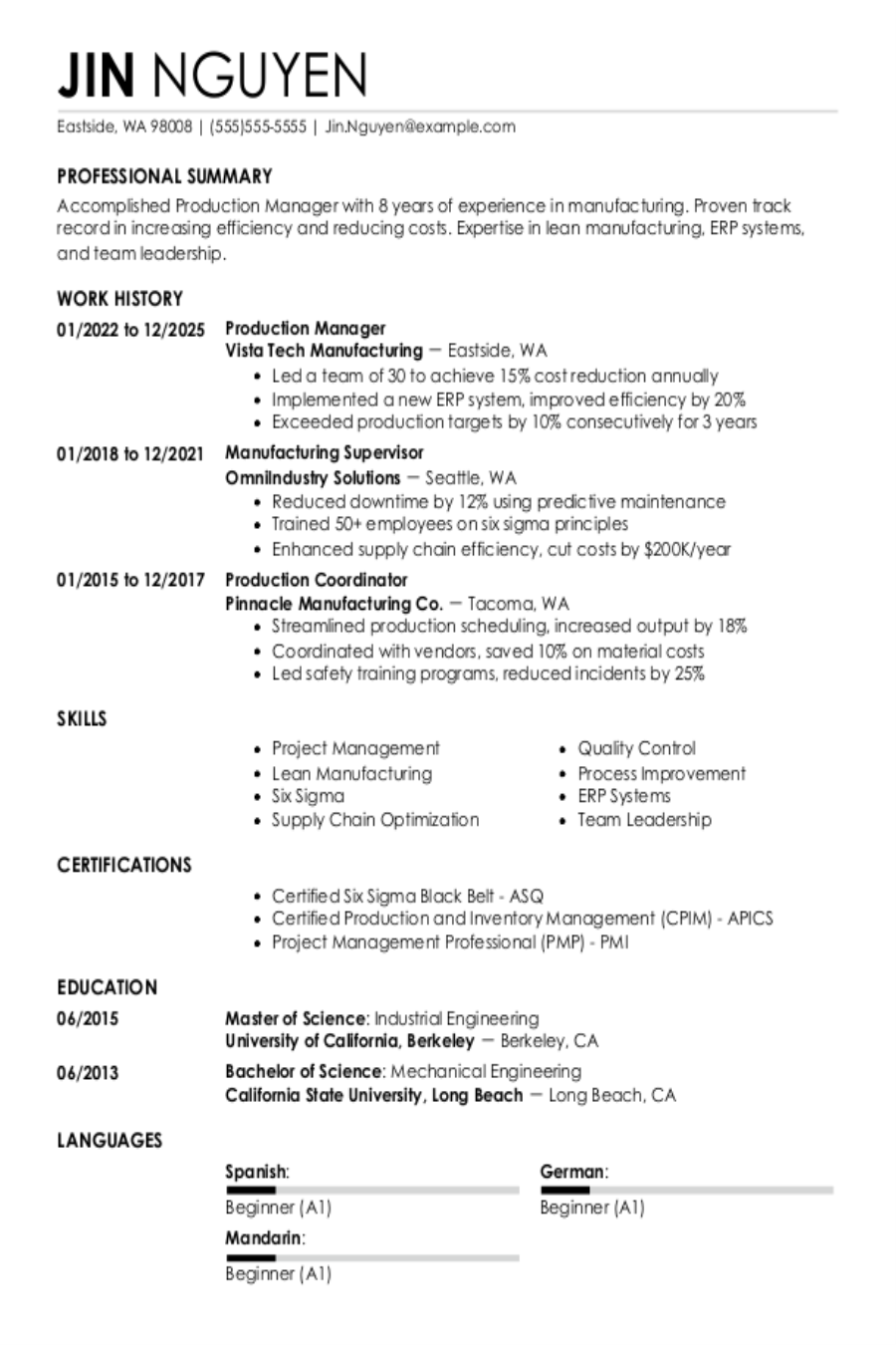Interview-winning Production Resumes Examples and Tips Interview-winning Production Resumes Examples and Tips