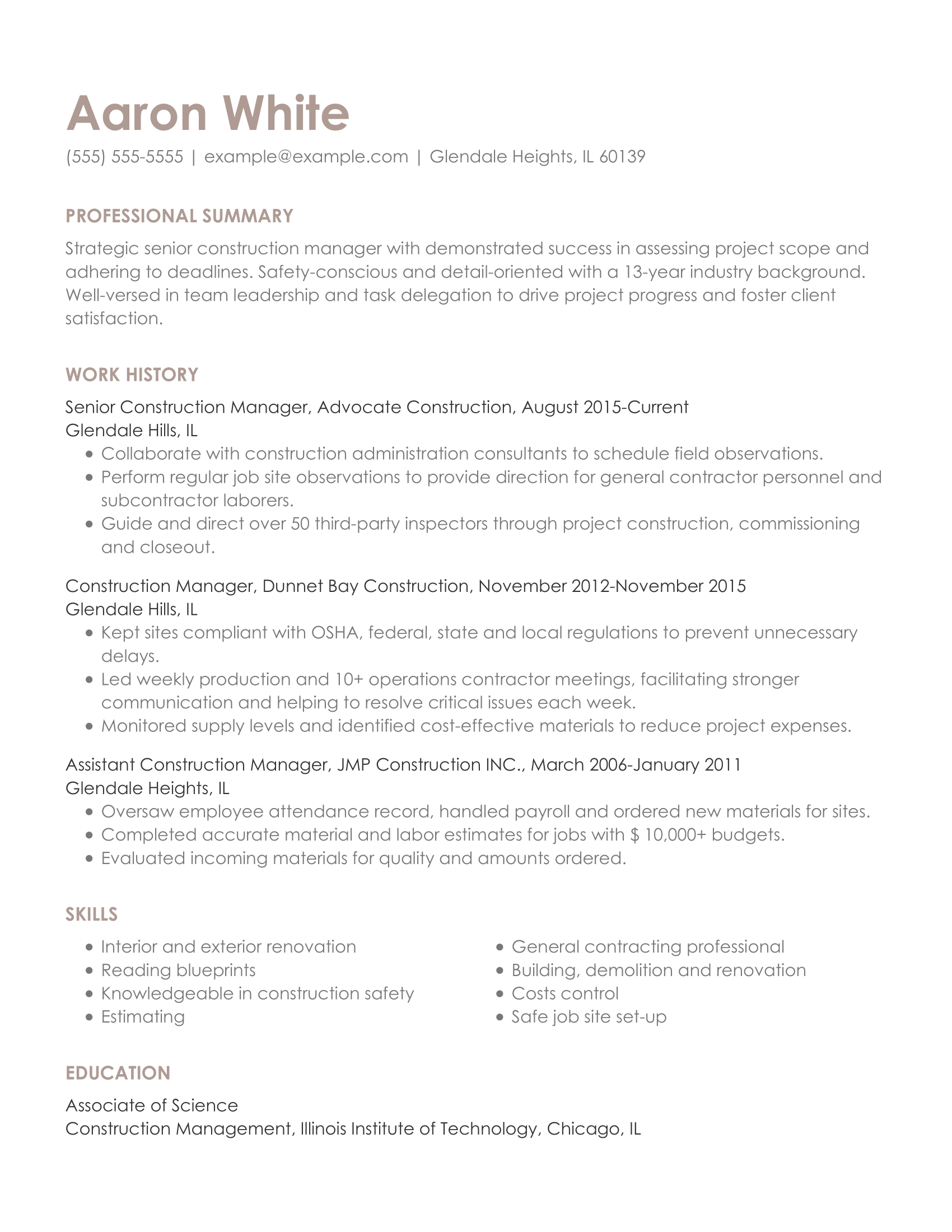Free Contemporary Construction Resume Examples Resume Now free-contemporary-construction-resume-examples-resume-now