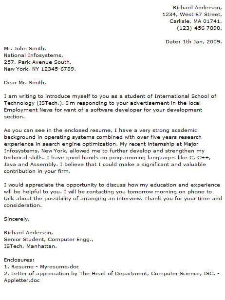 Programmer Cover Letter Example 1