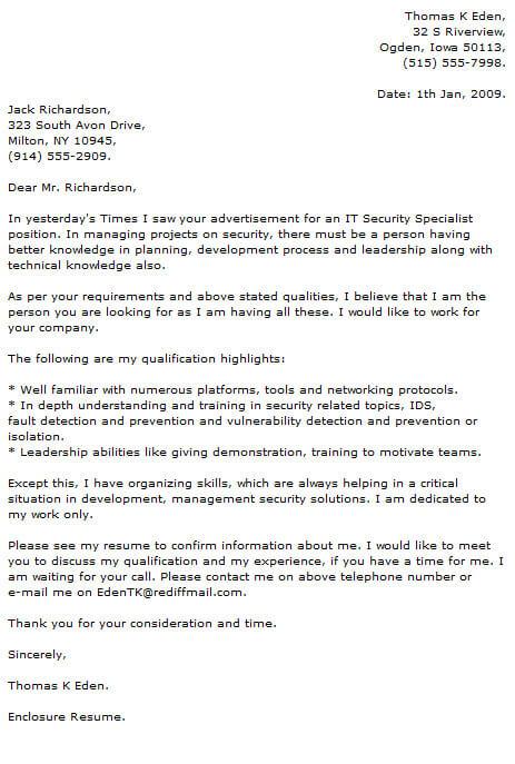 Technology Cover Letter Example 2