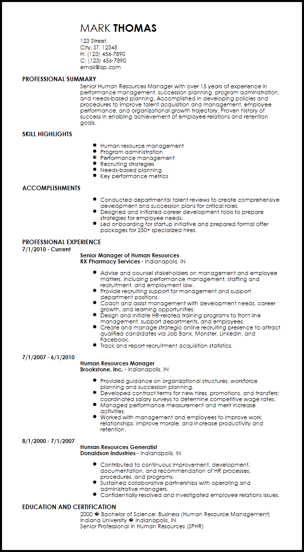 Free Creative HR Resume Examples ResumeNow