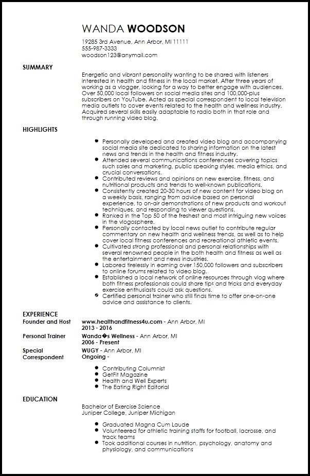 free creative radio host resume template resume now free cv formats