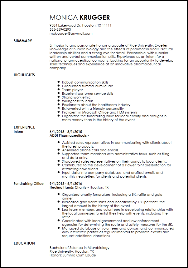 medical sales resume summary