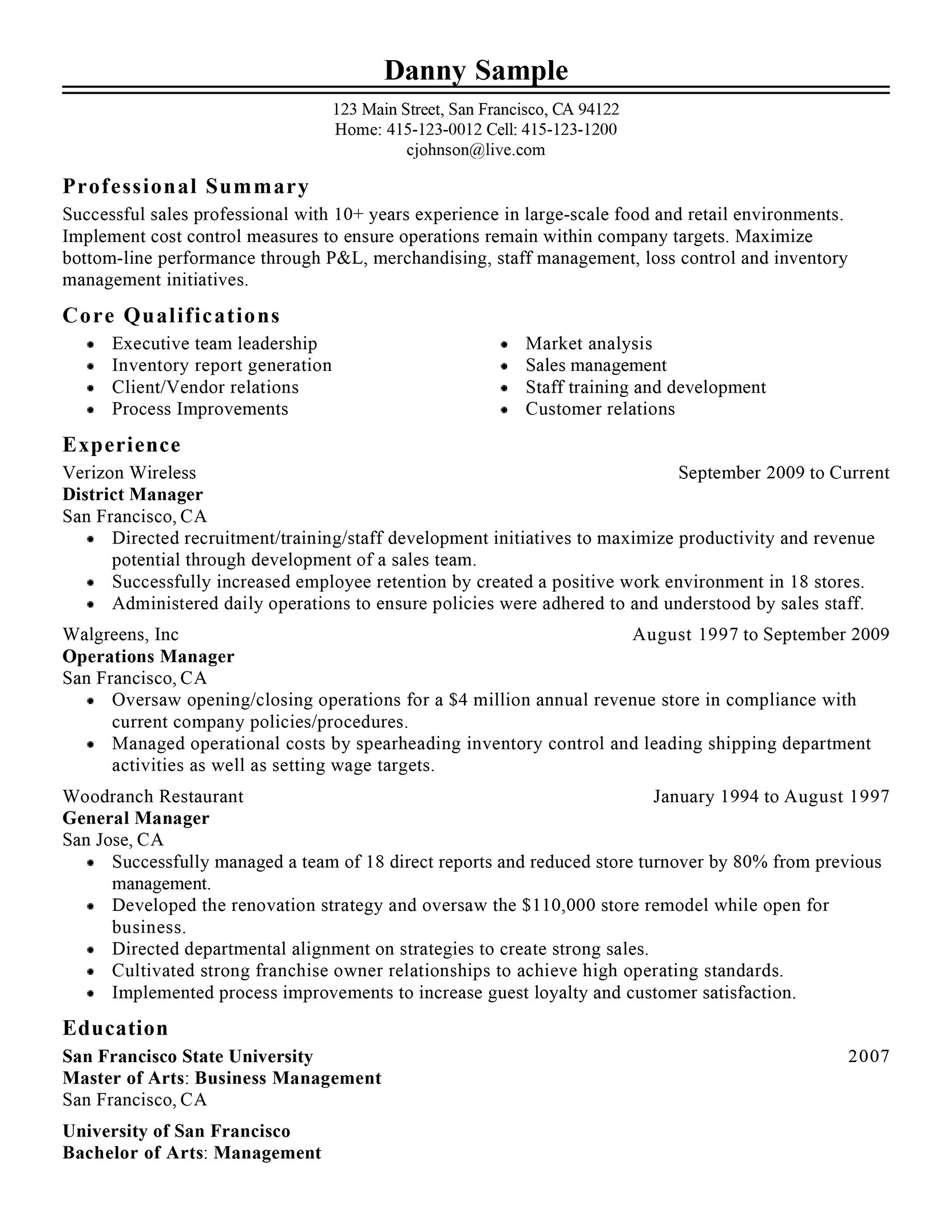 resume example for current job