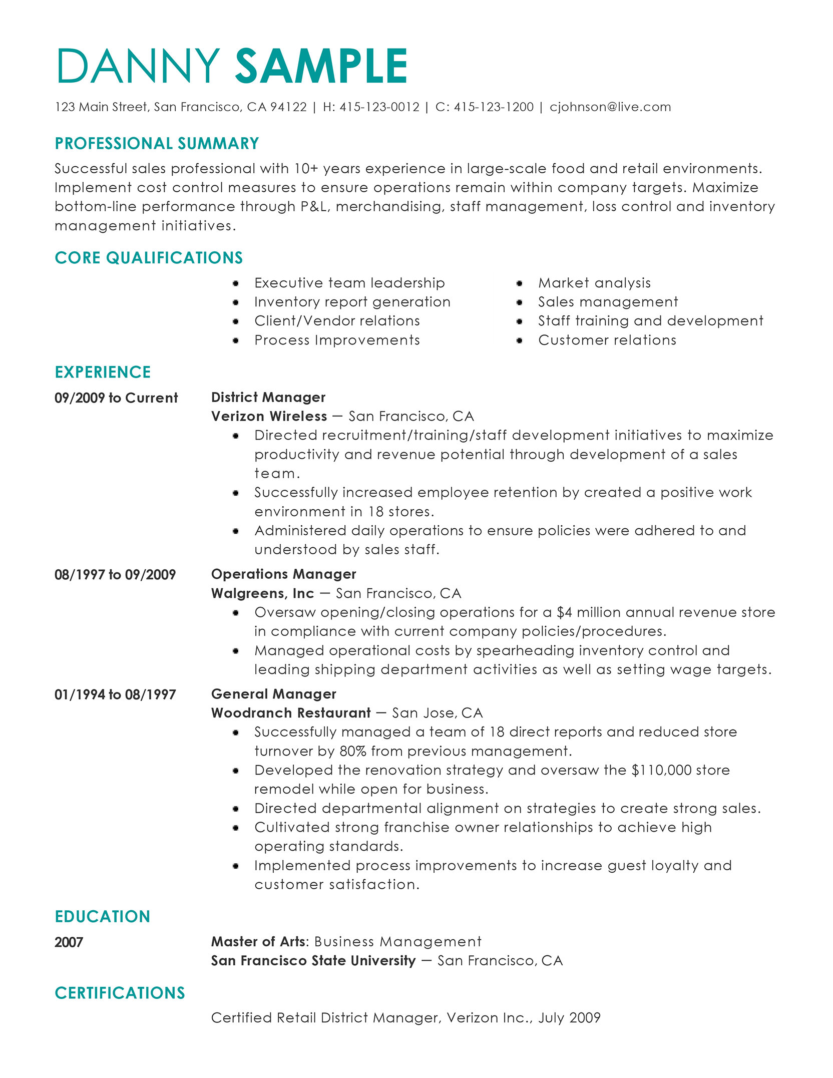 examples of summary for resume