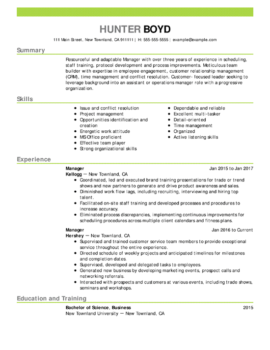 resume samples for every