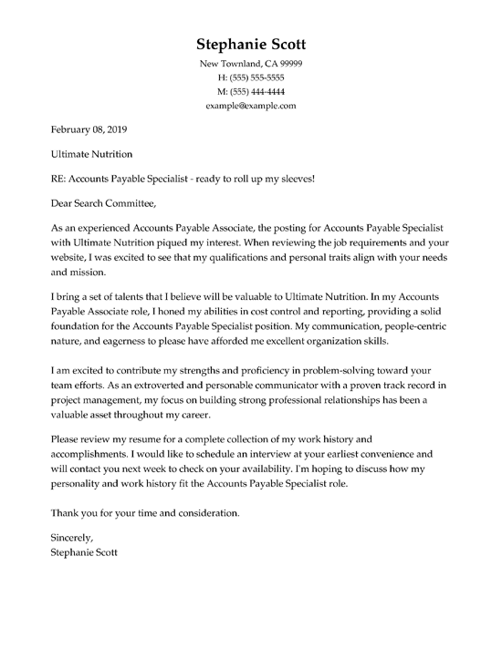 Accounting Cover Letter Template Word