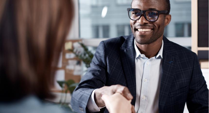 Job interview friendly handshake