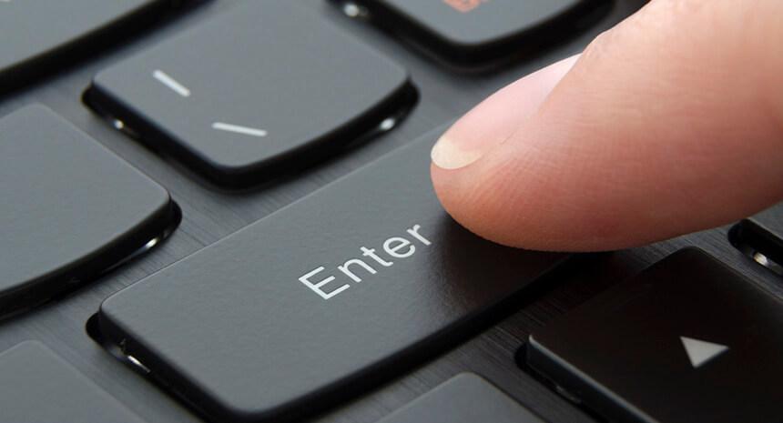 Enter button on a keyboard