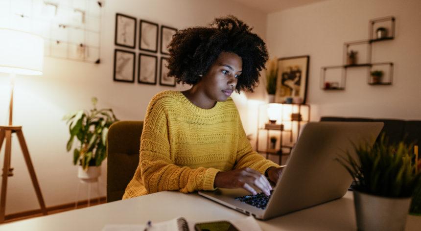 Woman using her laptop