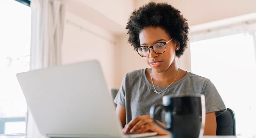 Woman using her laptop