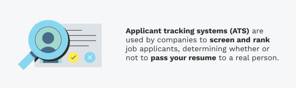 Applicant tracking systems are used to determine whether a resume should be passed to a real person