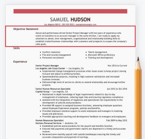 resume objective examples 2022