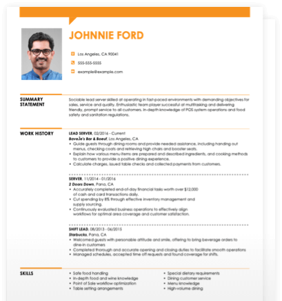 chronological format resume example