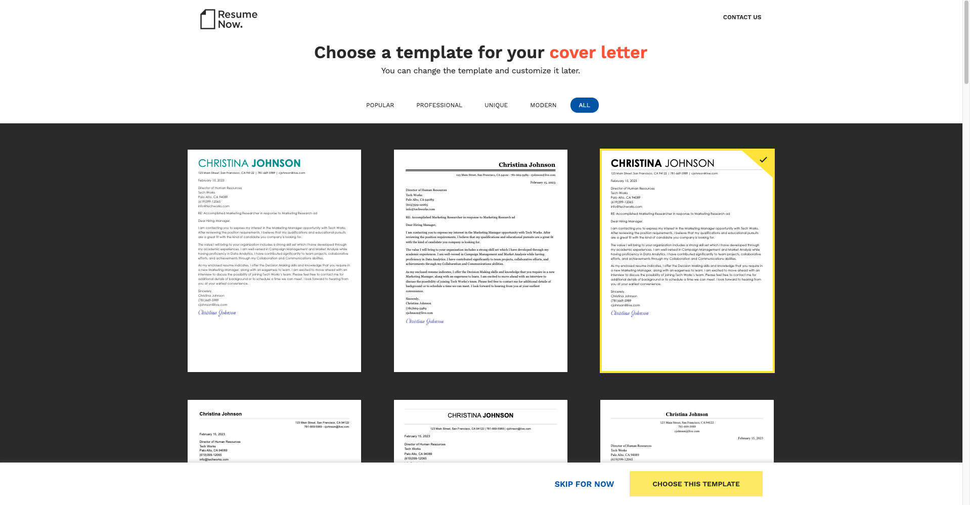 cover letter step 1