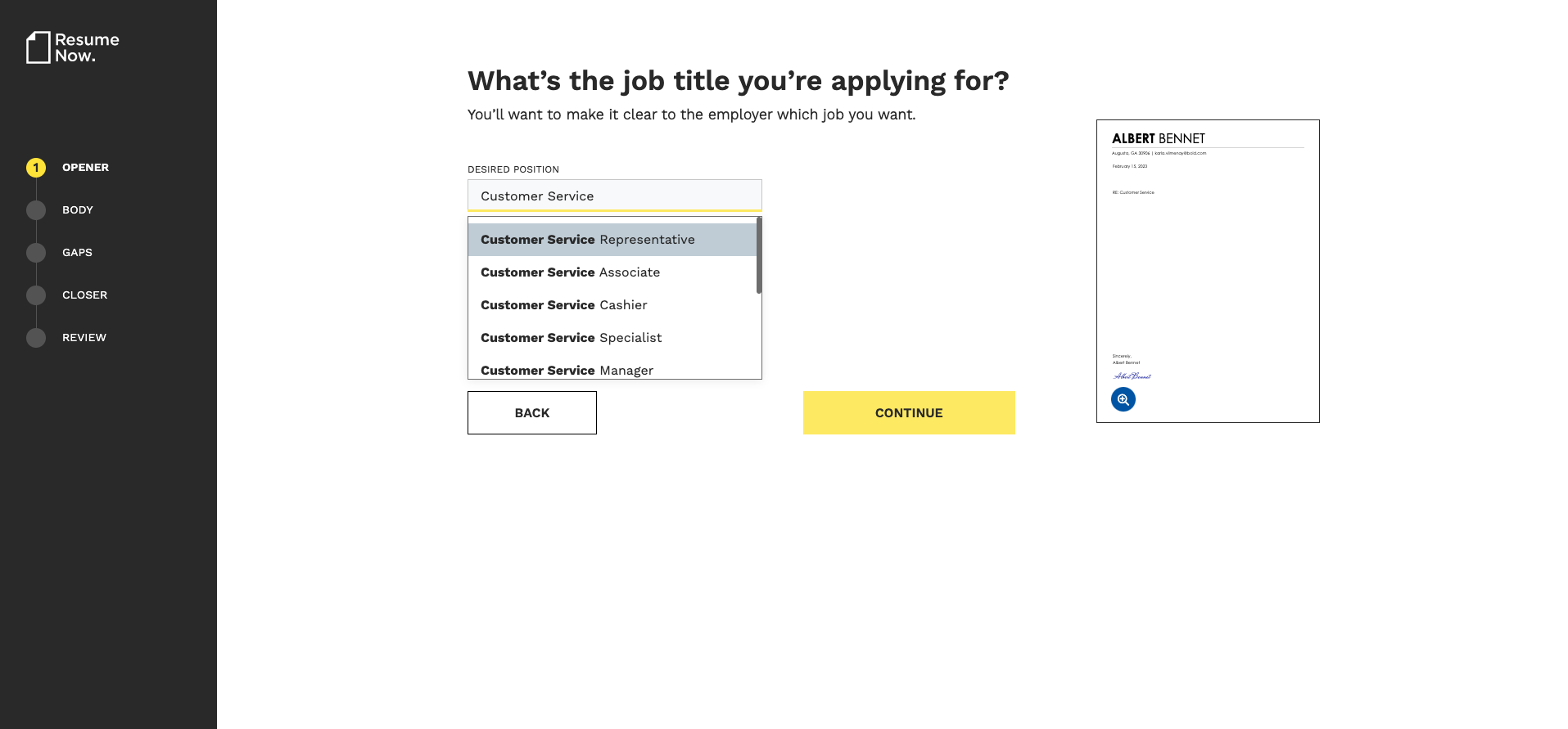 cover letter step 2