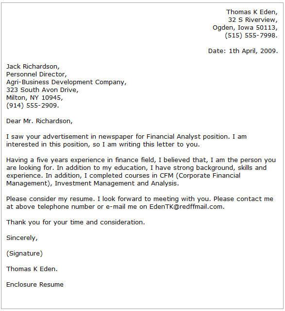 Cover Letter Financial Analyst from www.resume-now.com