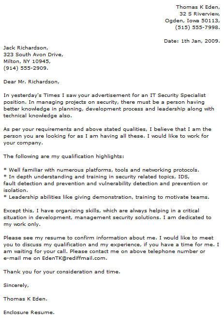 application letter for it specialist fresh graduate