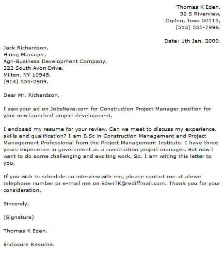 Project Management Cover Letter from www.resume-now.com