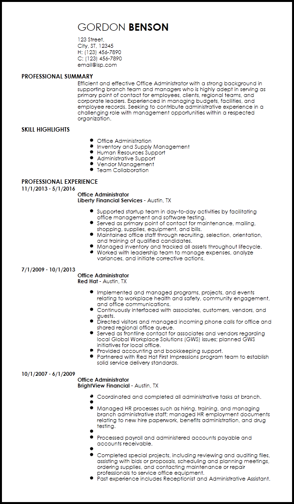 Free Creative Office Administrative Resume Template ...