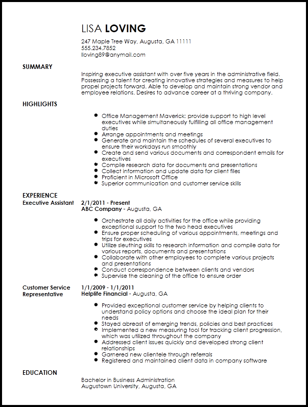 Administrative Assistant Resume Template