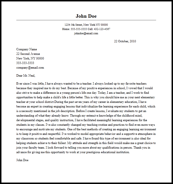 Example Of Cover Letter For Teaching Job from www.resume-now.com